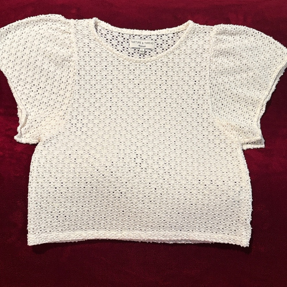 Textured Cream Crop Top